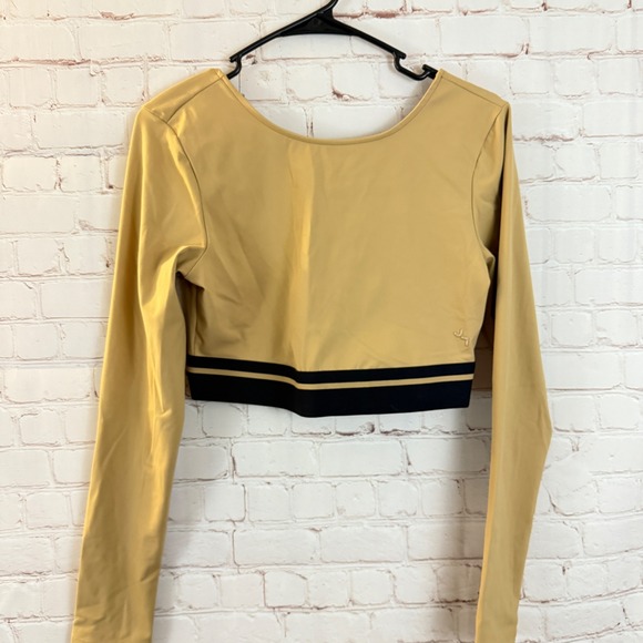 JoyLab Crop Top Long Sleeve Athletic‎ Activewear Black Stripe Detail Medium - Picture 1 of 4